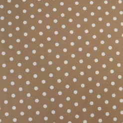 Tissu popeline coton motif Pois blancs fond Taupe - OEKO TEX