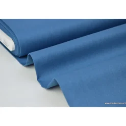 tissu Popeline coton OEKO TEX uni bleu indigo