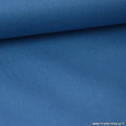 tissu Popeline coton OEKO TEX uni bleu indigo