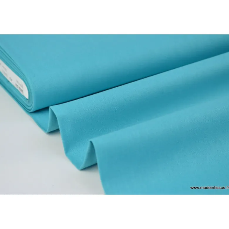 Tissu Popeline coton OEKO TEX uni turquoise