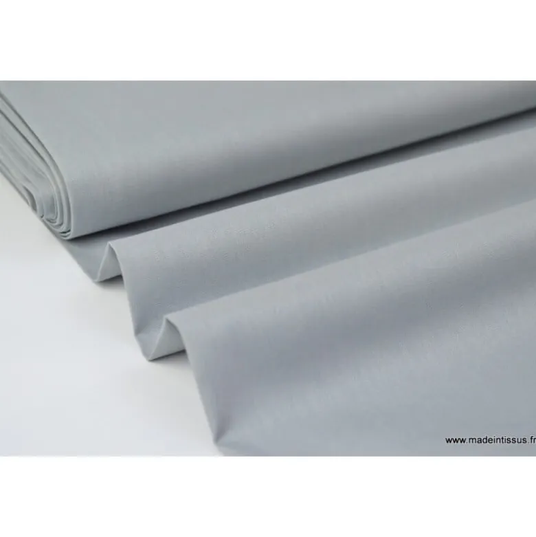 Tissu Popeline coton OEKO TEX uni gris