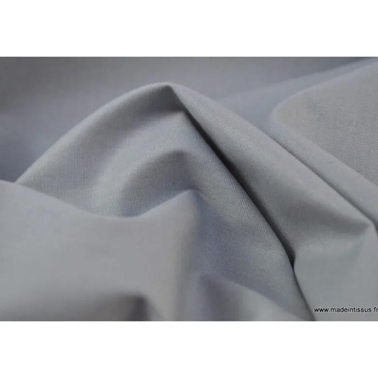 Tissu Popeline coton OEKO TEX uni gris