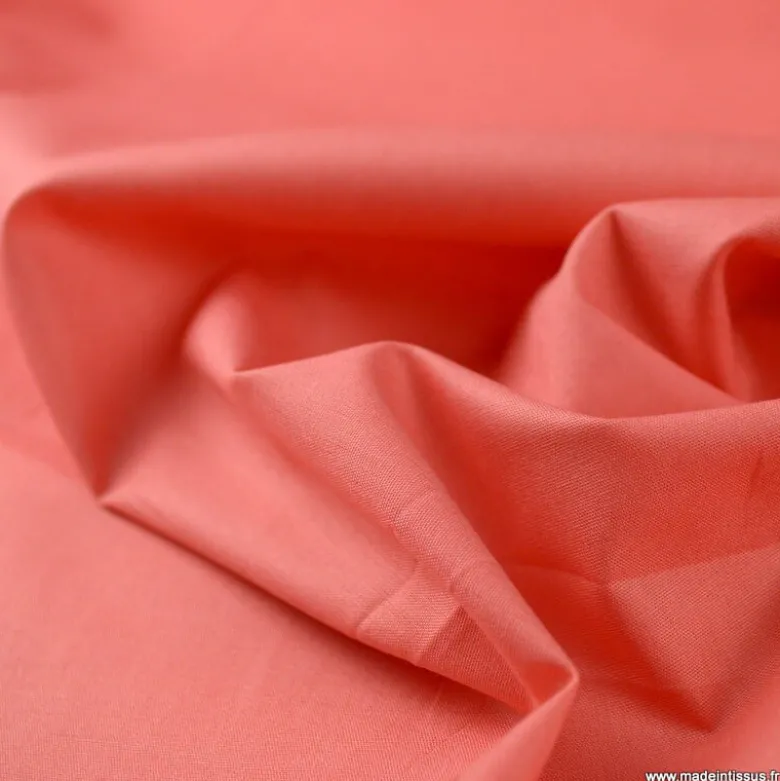 Tissu Popeline coton OEKO TEX uni Corail - OEKO TEX