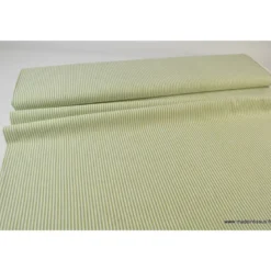 Tissu Popeline coton rayures Fenouil et blanches tissé teint