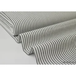 Tissu Popeline coton rayures noires et blanches tissé teint - OEKO TEX
