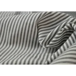 Tissu Popeline coton rayures noires et blanches tissé teint - OEKO TEX