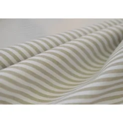 Tissu popeline coton rayures SABLE (beige) et blanches tissé teint - OEKO TEX