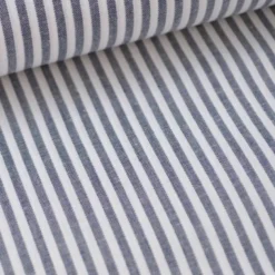 Tissu popeline coton rayures bleu marine et blanches tissé teint - OEKO TEX