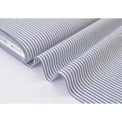 Tissu popeline coton rayures bleu marine et blanches tissé teint - OEKO TEX