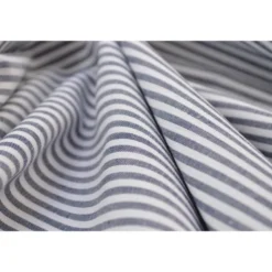 Tissu popeline coton rayures bleu marine et blanches tissé teint - OEKO TEX