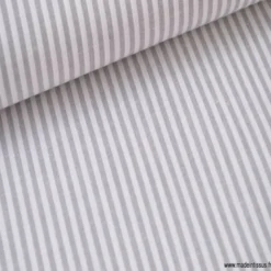 Tissu popeline coton rayures grises et blanches tissé teint - OEKO TEX