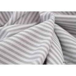 Tissu popeline coton rayures grises et blanches tissé teint - OEKO TEX