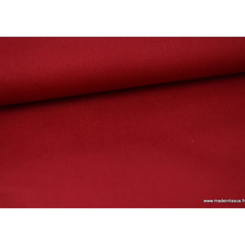 Tissu Popeline coton uni bordeaux - OEKO TEX