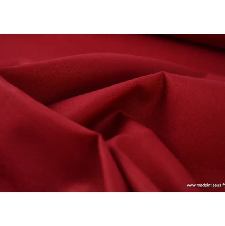Tissu Popeline coton uni bordeaux - OEKO TEX