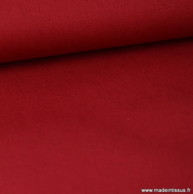 Tissu Popeline coton uni bordeaux - OEKO TEX