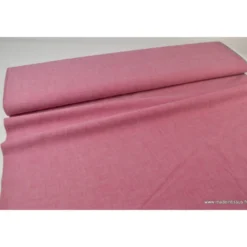 Tissu popeline coton uni tissé teint chambray coloris Cerise - OEKO TEX