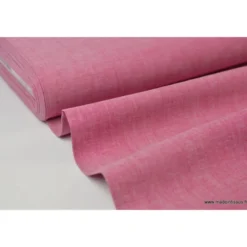 Tissu popeline coton uni tissé teint chambray coloris Cerise - OEKO TEX
