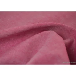 Tissu popeline coton uni tissé teint chambray coloris Cerise - OEKO TEX