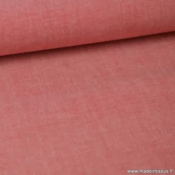 Tissu popeline coton uni tissé teint chambray coloris Rouge - OEKO TEX