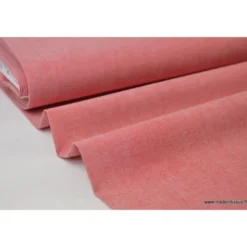 Tissu popeline coton uni tissé teint chambray coloris Rouge - OEKO TEX
