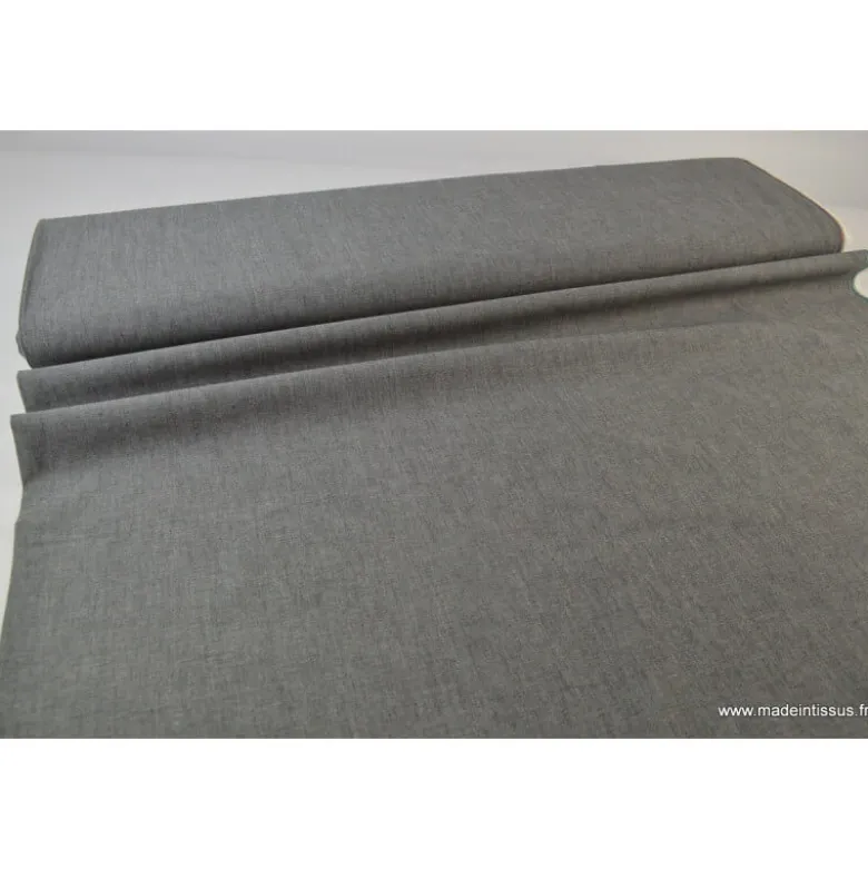 Tissu popeline coton uni tissé teint chambray coloris Noir - OEKO TEX