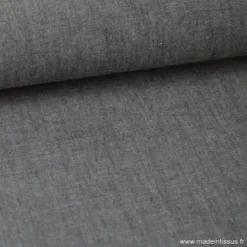 Tissu popeline coton uni tissé teint chambray coloris Noir - OEKO TEX