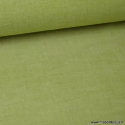 Tissu popeline coton uni tissé teint chambray coloris Fenouil - OEKO TEX