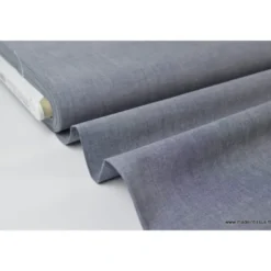 Tissu popeline coton uni tissé teint chambray coloris marine - OEKO TEX