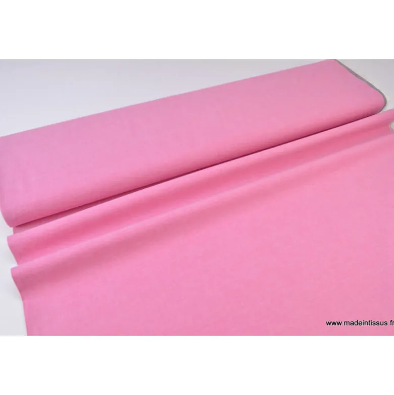 Tissu popeline coton uni tissé teint chambray coloris fuchsia