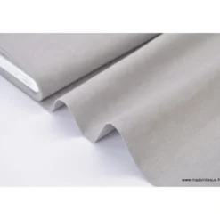 Tissu popeline coton uni tissé teint chambray coloris gris - OEKO TEX