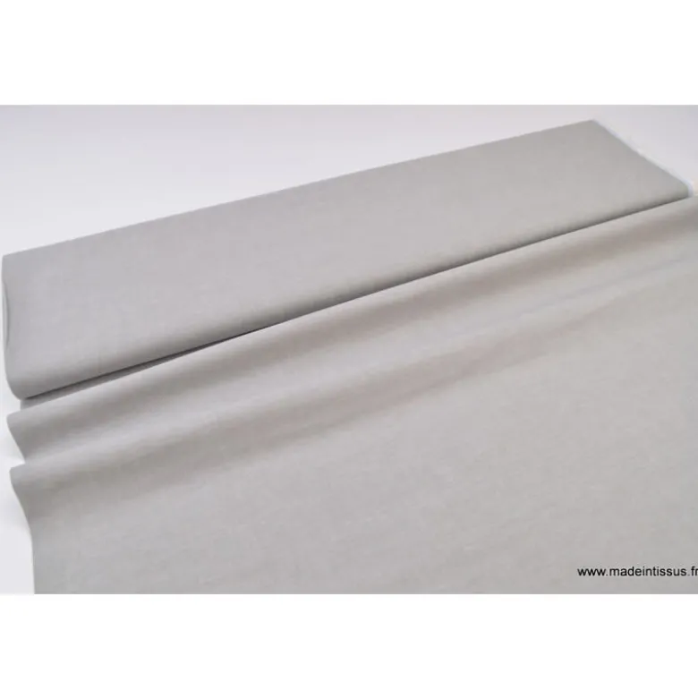 Tissu popeline coton uni tissé teint chambray coloris gris - OEKO TEX