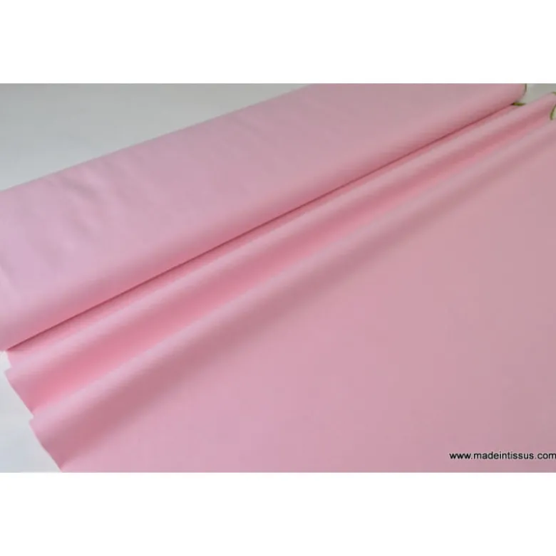 Tissu popeline coton uni tissé teint chambray rose - OEKO TEX