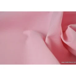 Tissu popeline coton uni tissé teint chambray rose - OEKO TEX