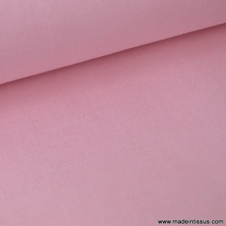 Tissu popeline coton uni tissé teint chambray rose - OEKO TEX