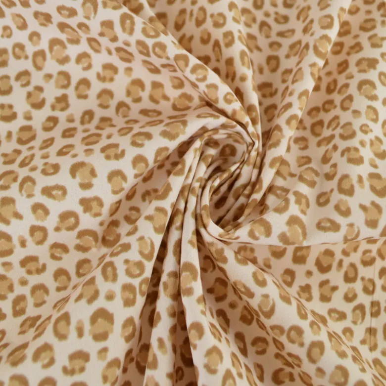Tissu Popeline de coton Balzac motif léopard beige rosé - OEKO TEX
