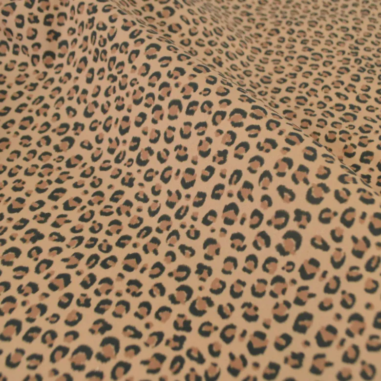 Tissu Popeline de coton Balzac motif léopard camel - OEKO TEX