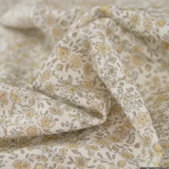 Tissu Popeline de Coton Bio Fleurs Beige – Oeko-Tex