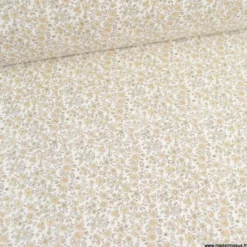 Tissu Popeline de Coton Bio Fleurs Beige – Oeko-Tex