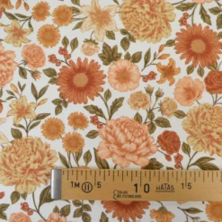 Tissu Popeline de coton Elisabeth motif fleurs abricot - OEKO TEX