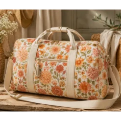 Tissu Popeline de coton Elisabeth motif fleurs abricot - OEKO TEX