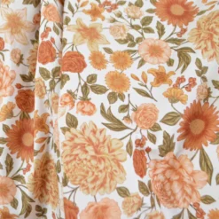 Tissu Popeline de coton Elisabeth motif fleurs abricot - OEKO TEX