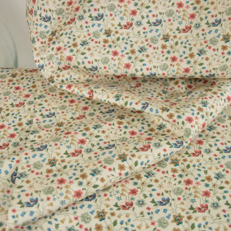 Tissu popeline de coton Field – Petites fleurs fond écru