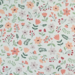 Tissu Popeline de coton Leopold motif fleurs rose et prune - OEKO TEX