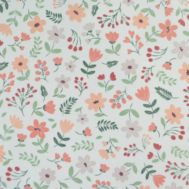 Tissu Popeline de coton Leopold motif fleurs rose et prune - OEKO TEX