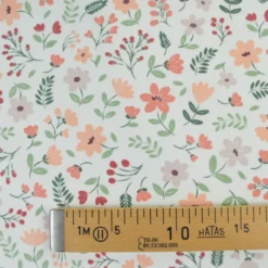 Tissu Popeline de coton Leopold motif fleurs rose et prune - OEKO TEX