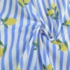 Tissu Popeline de coton Limoncello motif citrons et rayures bleues - OEKO TEX