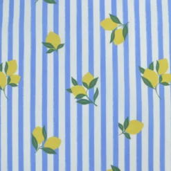 Tissu Popeline de coton Limoncello motif citrons et rayures bleues - OEKO TEX