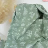 Tissu Popeline de coton motif Herbier fond vert olive - OEKO TEX