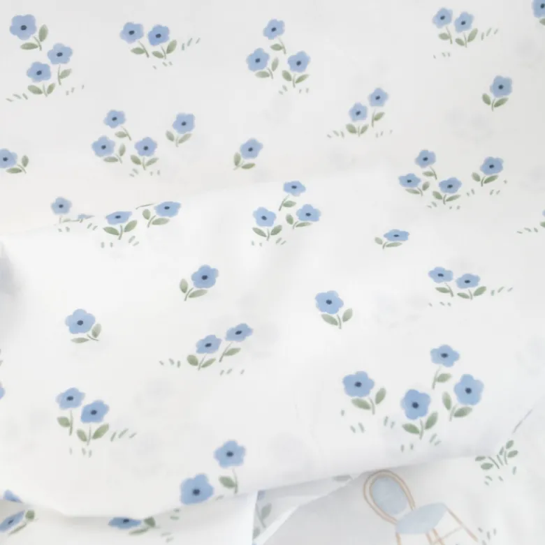 Tissu popeline de coton motif fleurs fond blanc - Vive la France