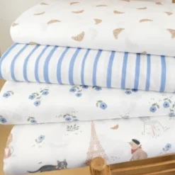 Tissu popeline de coton motif fleurs fond blanc - Vive la France